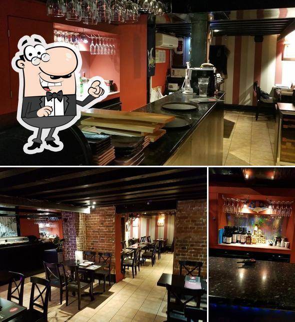 Check out the picture displaying interior and beverage at Hoshiya Korea Restaurant