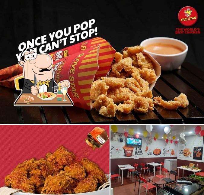 Among various things one can find food and interior at Five Star Chicken