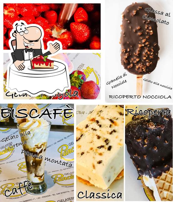 Panciera Gelateria serve un'ampia selezione di dolci