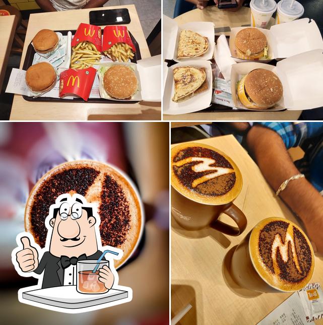 The picture of drink and food at McDonald's