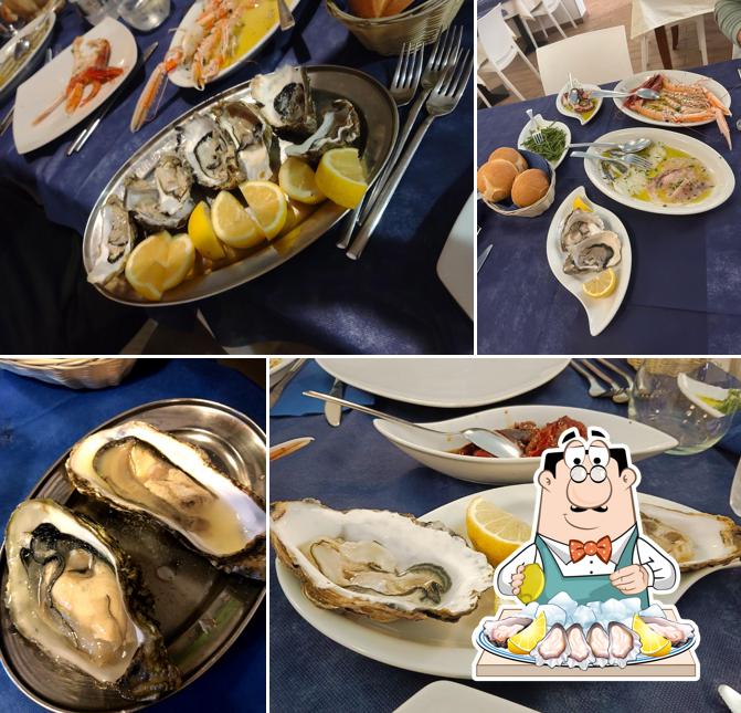 Ostriche al Ristorante. Trattoria del pescatore