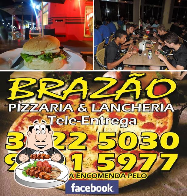 A foto do Brazão Pizzaria e Lanches’s comida e balcão de bar