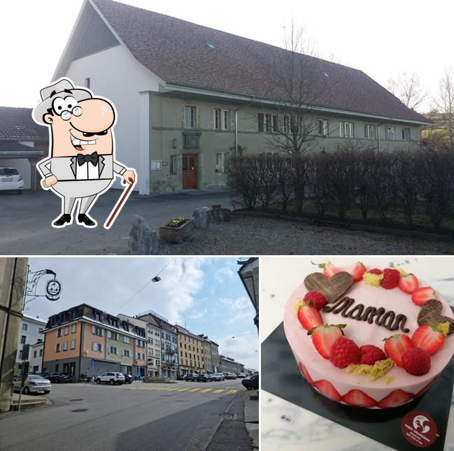 La immagine della esterno e cibo di Dubey Grandjean SA Boulangerie Pâtisserie Confiserie