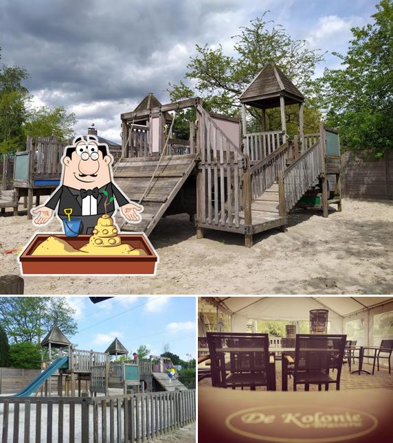 The photo of play area and dining table at De Kolonie