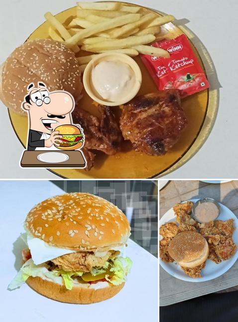 Order a burger at CFC (Crispy Fried Chicken)
