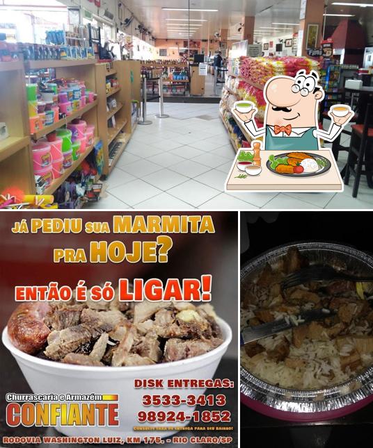 Comida em Churrascaria e Armazém Confiante