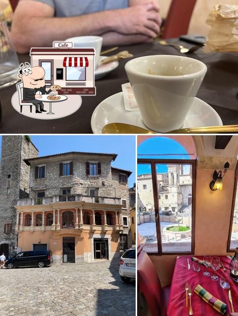 La esterno e cibo del ristorante