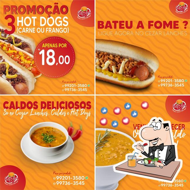 Comida em Cezar Lanche-Caldo-Hotdog