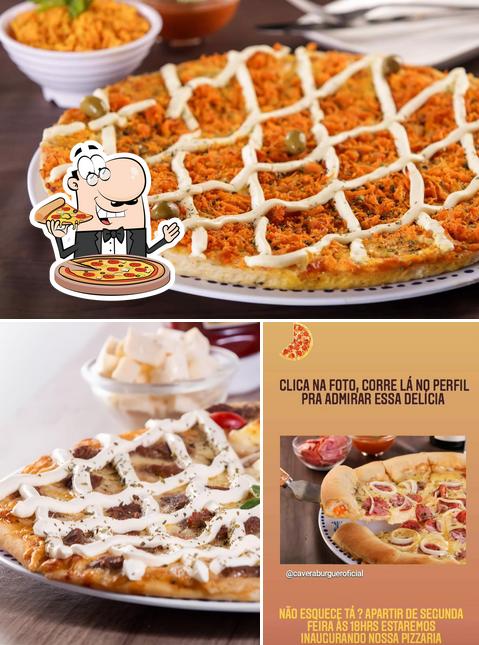 Experimente pizza no Cavera Burguer Artesanal e Tradicional