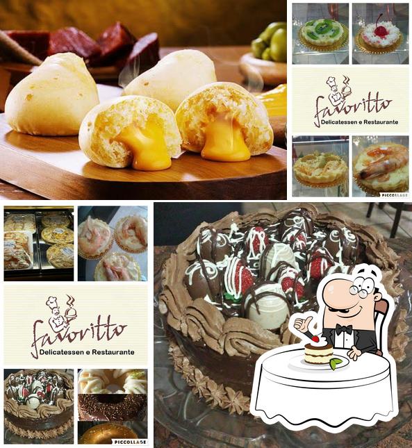 O Favoritto Delicatessen e Restaurante oferece uma variedade de pratos doces