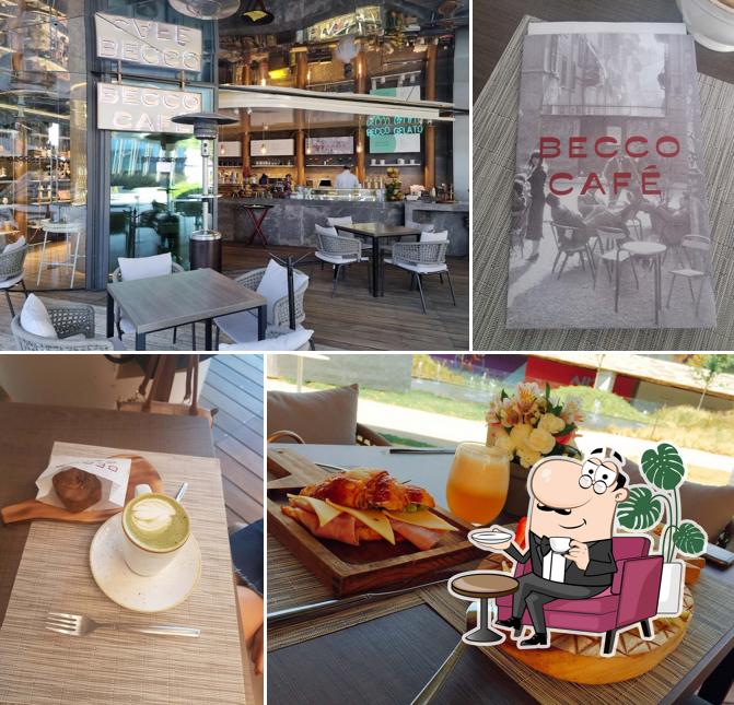 Take a seat at one of the tables at Becco Café