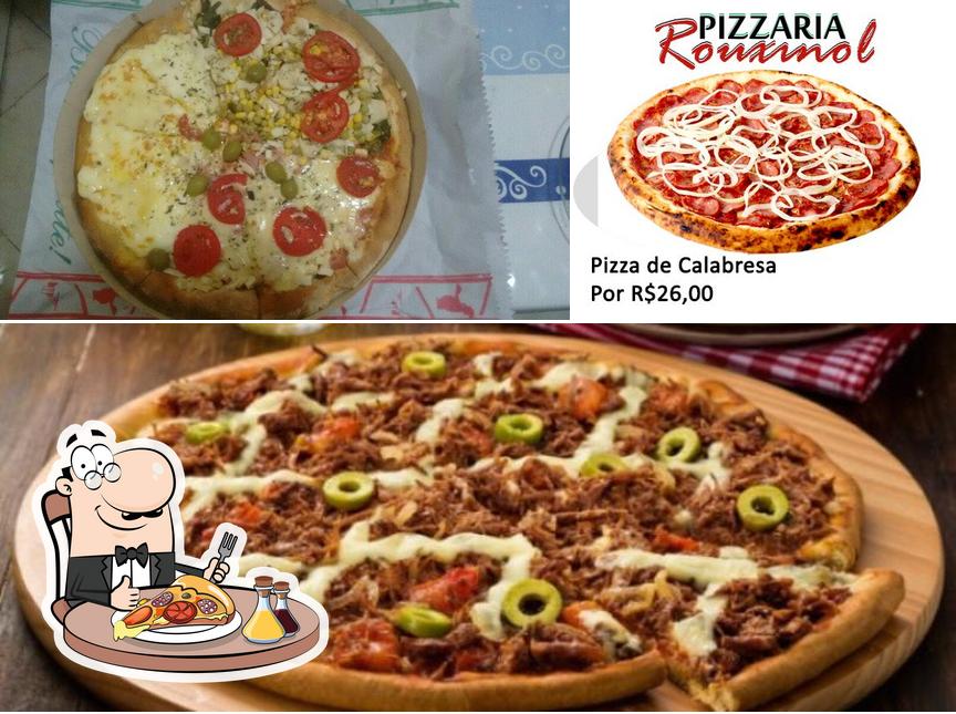 Experimente pizza no Pizzaria Rouxinol