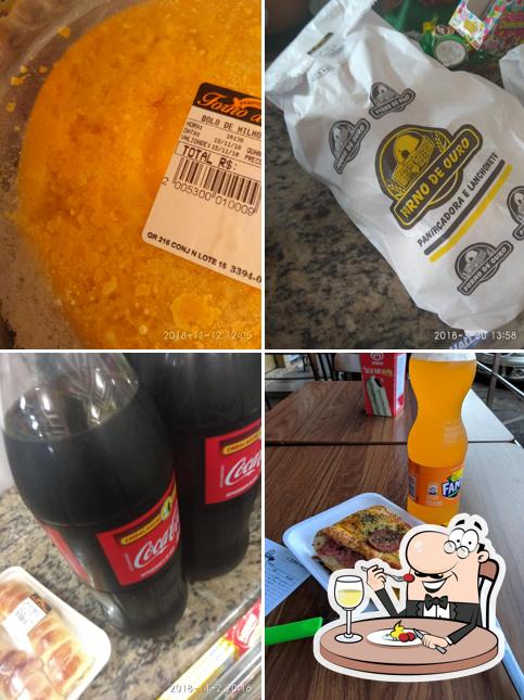 Entre diferentes coisas, comida e bebida podem ser encontrados no Panificadora Forno de Ouro