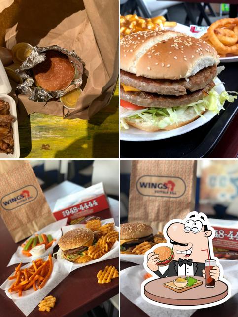 Try out a burger at Buffalo Bill Wings