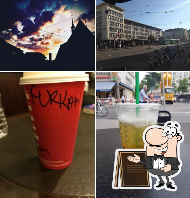 Las fotos de exterior y bebida en Starbucks