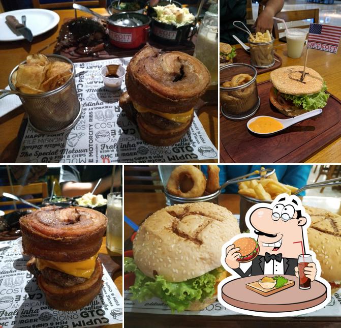 Os hambúrgueres do Restaurante Detroit Steakhouse irão satisfazer uma variedade de gostos