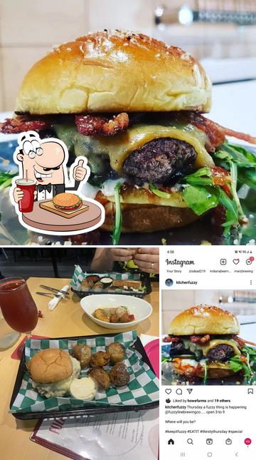 Get a burger at Fuzzyline Brewing