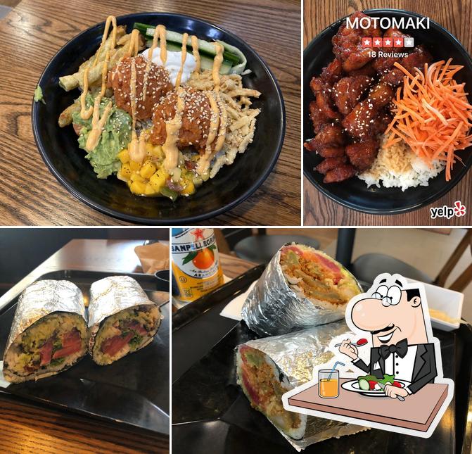 Food at Motomaki Sushi Burritos and Bowls