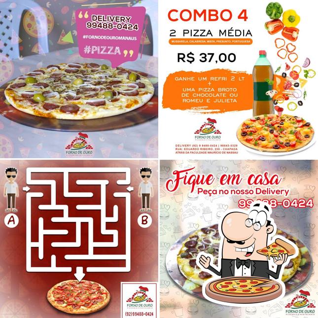 Peça pizza no Pizzaria Forno de Ouro