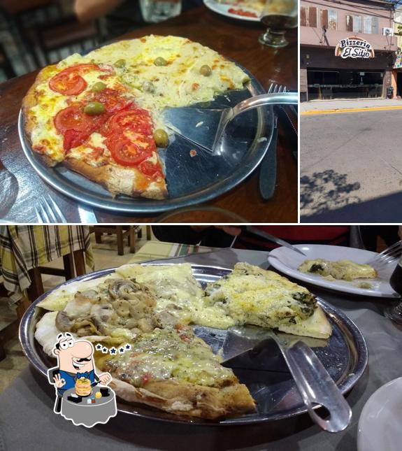 Это фото, где изображены еда и внешнее оформление в Pizzería El Sitio