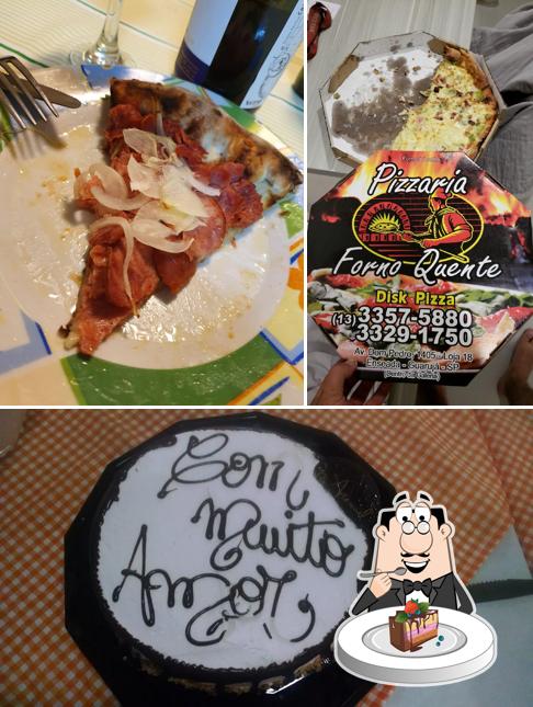 Bolo de chocolate em Pizzaria Forno Quente