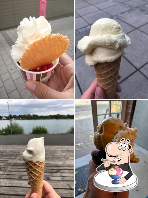 Vergesst nicht, ein Dessert im N'Eis am Rhein zu bestellen 