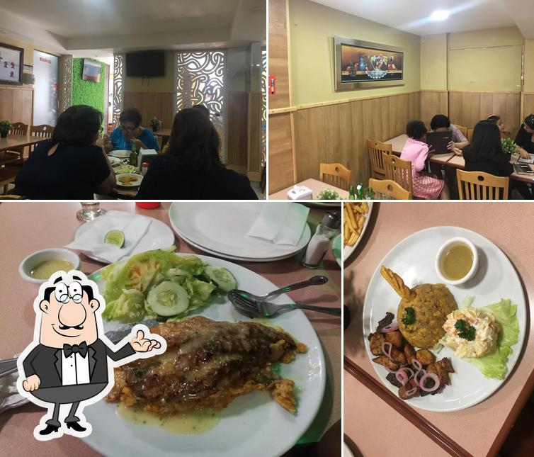 Las imágenes de interior y comida en K-ueno Restaurant Comida Criolla