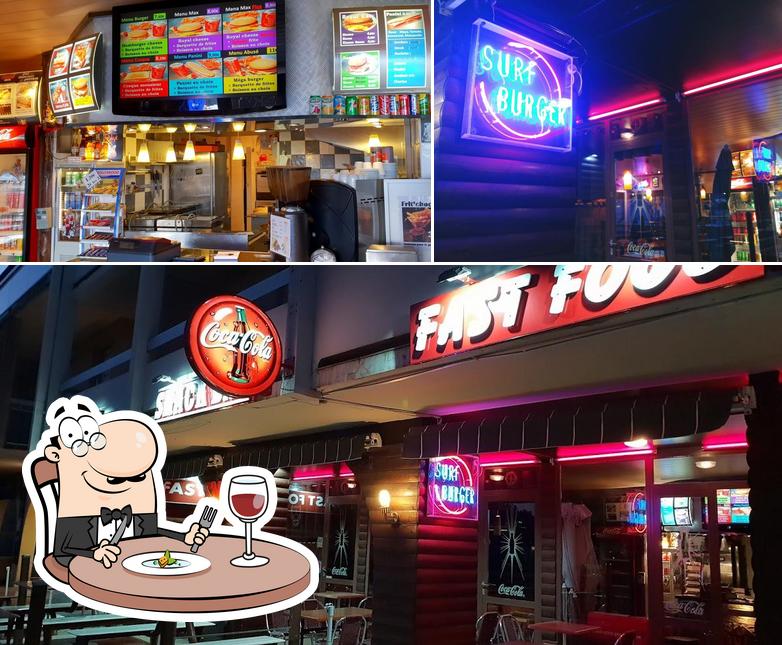 Vérifiez la photo indiquant la nourriture et intérieur concernant Surf Burger