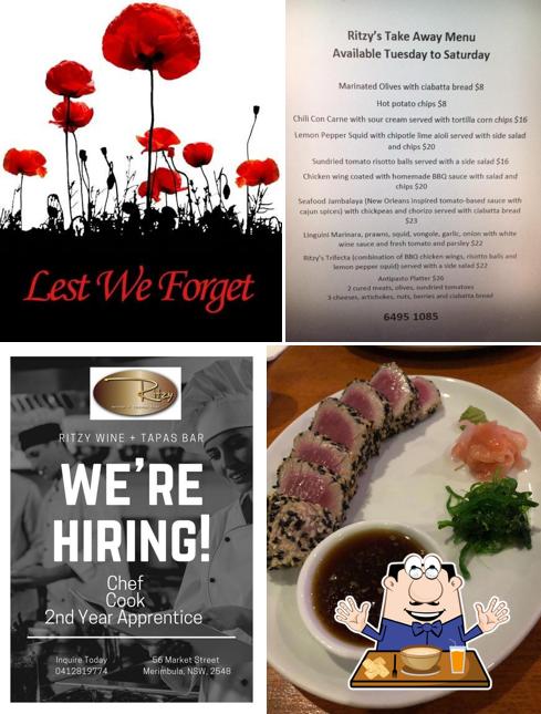 Ritzy Wine Tapas Bar in Merimbula Restaurant menu and reviews