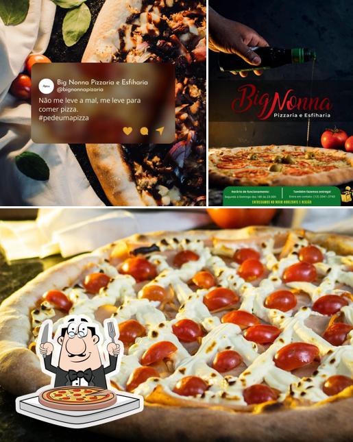 Experimente pizza no BIG NONNA Esfiharia & Pizzaria Novo Horizonte