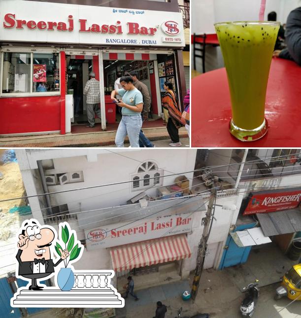 The picture of Sreeraj Lassi Bar’s exterior and beverage