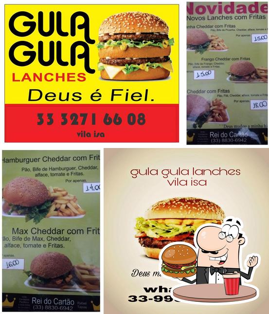 Experimente um hambúrguer no Gula Gula Lanchonete