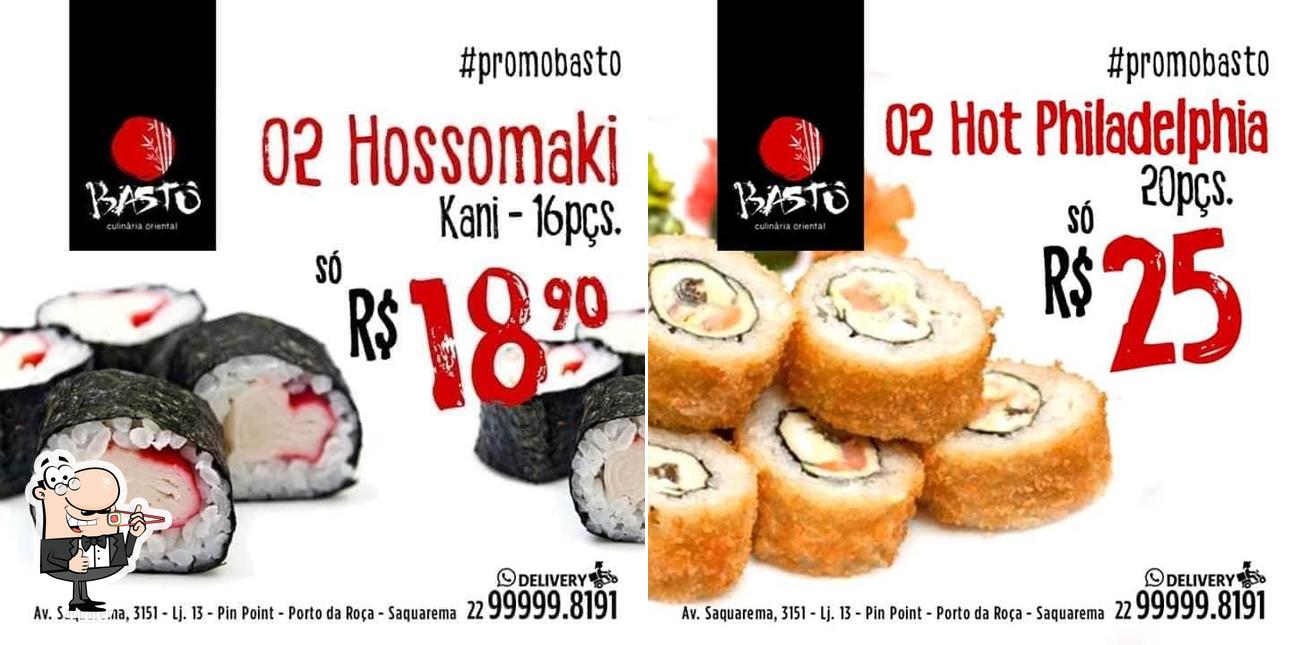 Rolos de sushi são servidos no Bastô Sushi