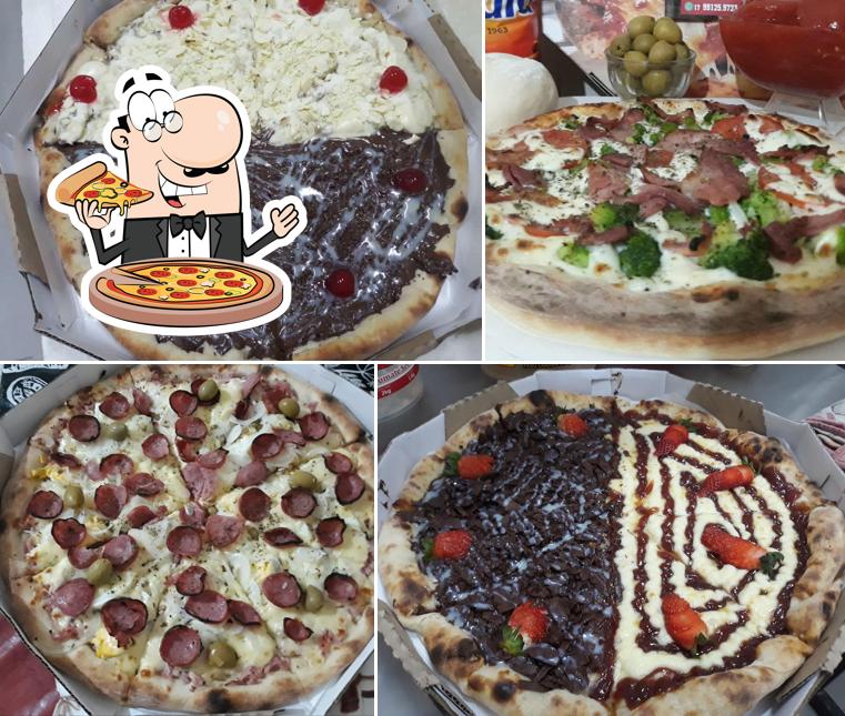 Escolha diferentes variedades de pizza