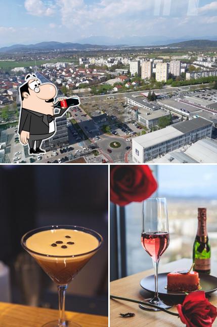 Tra le diverse cose da Crystal Caffe & Sky bar Ljubljana si possono trovare la bevanda e esterno