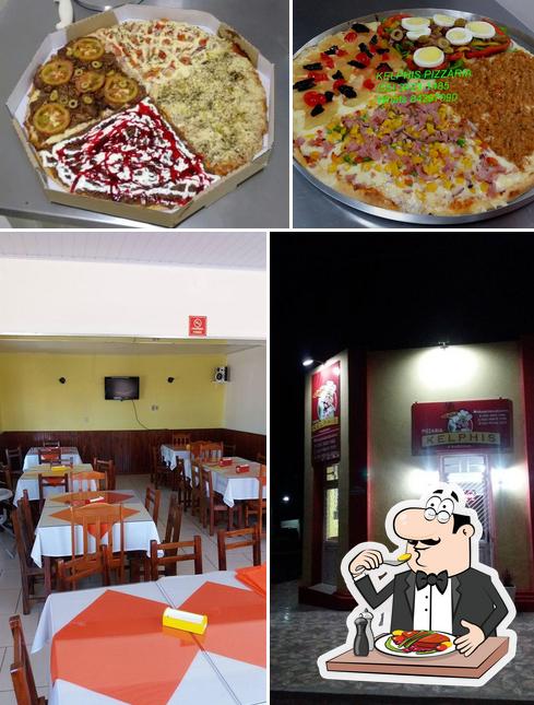 A comida e interior do restaurante