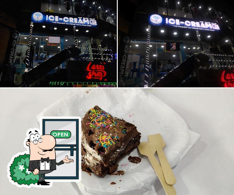 Check out the photo showing exterior and dessert at Ice Cream Lab
