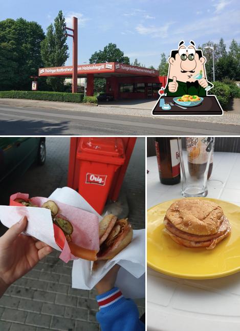 Observa las imágenes que muestran comida y exterior en Orig. Thüringer Rostbratwurstgrill / Burgertankstelle