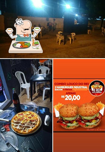 Entre diferentes coisas, comida e interior podem ser encontrados no PIZZA BURGUER OREI