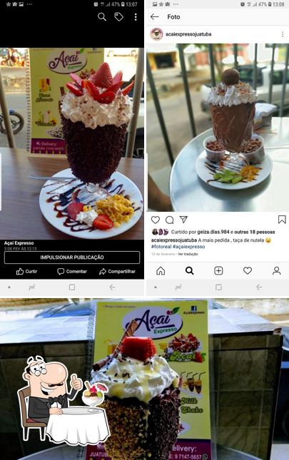 Acai expresso oferece uma escolha de pratos doces