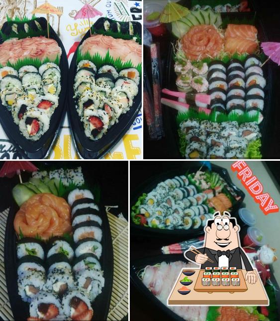 Rolos de sushi são servidos no Humai Oriental Delivery