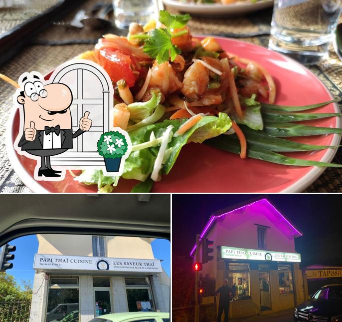 Among different things one can find exterior and food at Papi thai cuisine