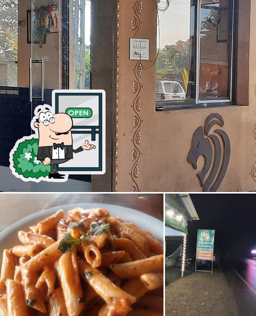 This is the picture displaying exterior and food at The gir rokdiya restaurant