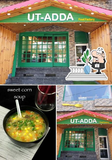 This is the picture showing exterior and food at UT Adda Food Factory