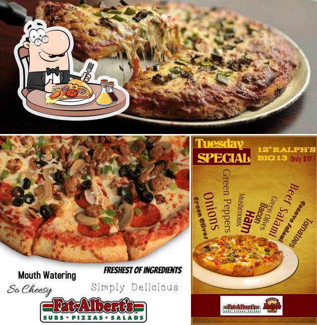 Try out pizza at Fat Albert's