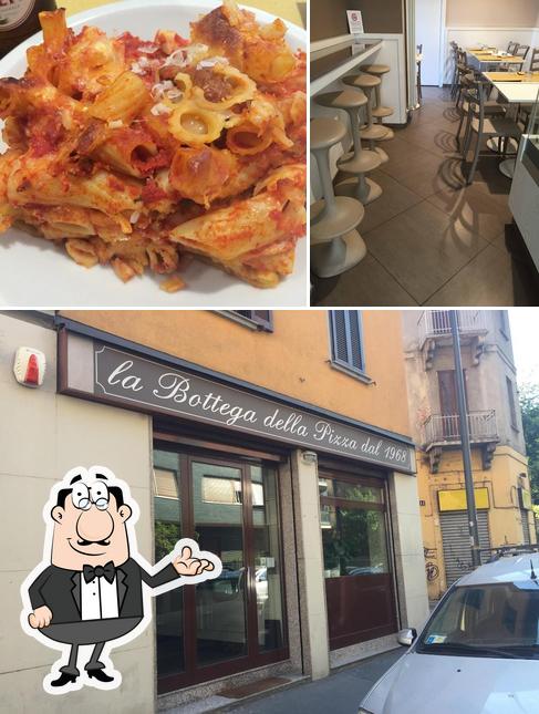 La immagine di interni e pizza da La Bottega Della Pizza