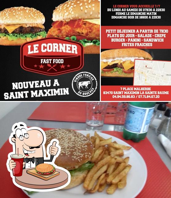 Essayez un hamburger à LE CORNER