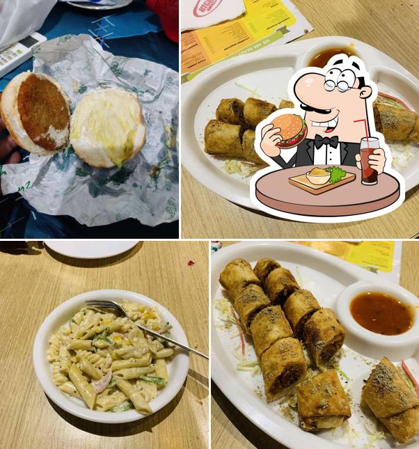 Get a burger at Biggies Pizza