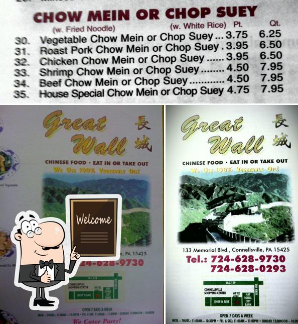 Great Wall Chinese Restaurant in Connellsville Restaurant menu and