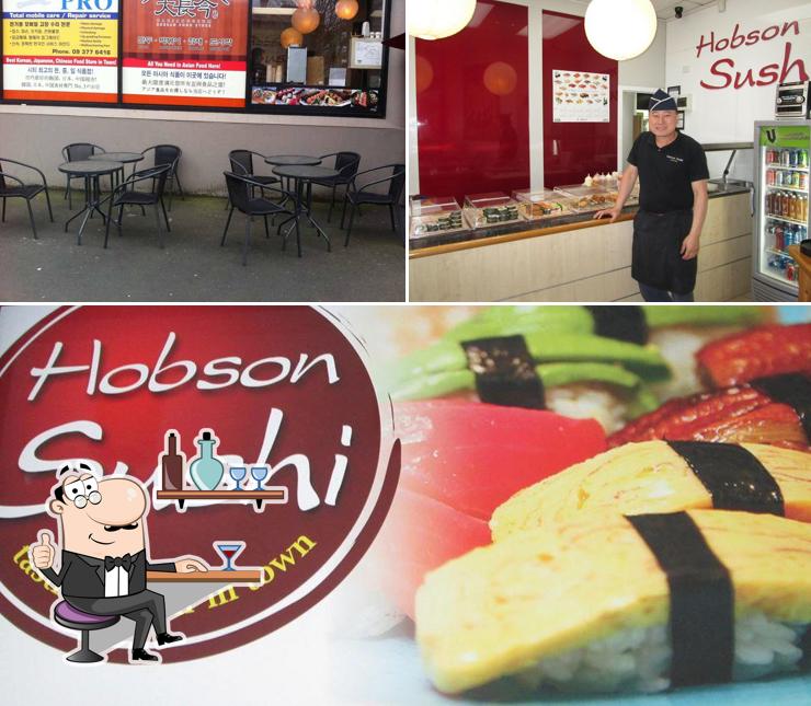 Take a seat at one of the tables at Hobson Sushi Limited